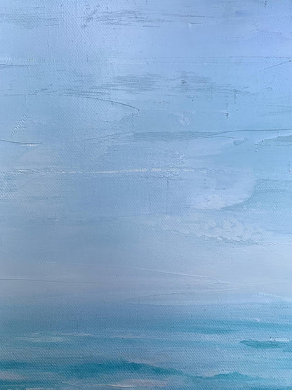 Oil painting Warm sea by Tatyana Derdey with teal brushstrokes