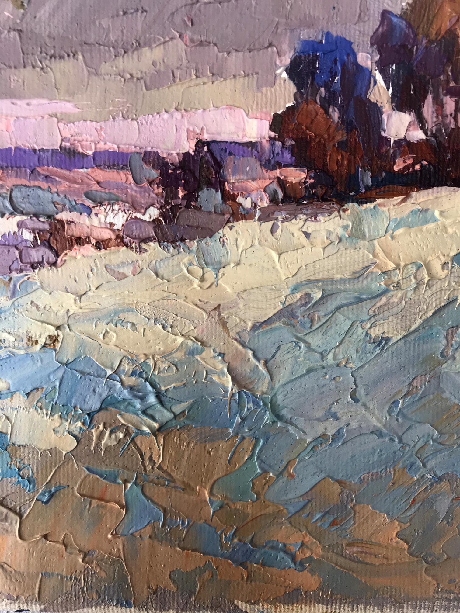 Oil painting Winter distance by Oksana Ivanyuk with impasto strokes