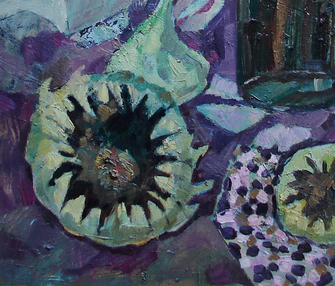 Oil painting Still life with dormouse by Tatyana Shulyak green flower