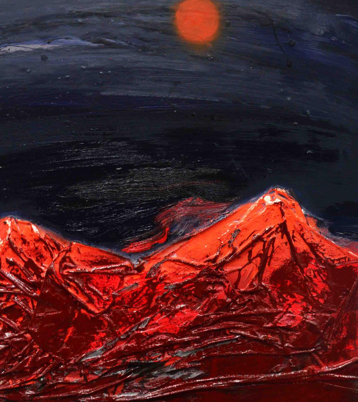 Oil painting Red Night Mountains by Natalia Korf-Ivaniuk
