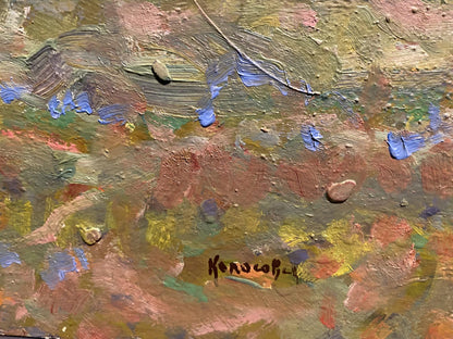Oil painting Forest glades by Georgy Kolosovsky with earthy impasto tones