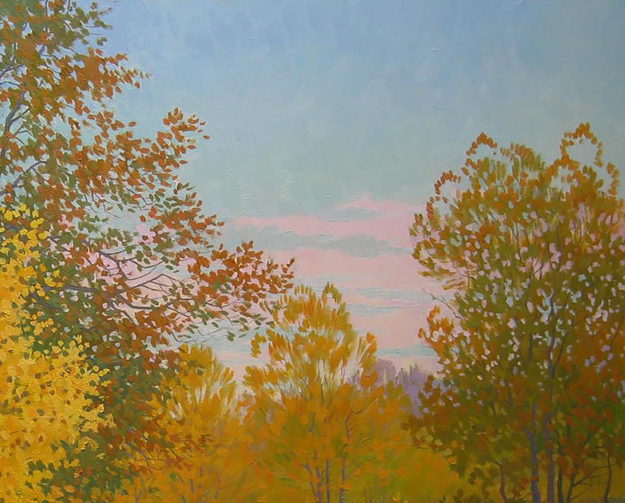 Oil painting of golden autumn trees by Valery Savenets