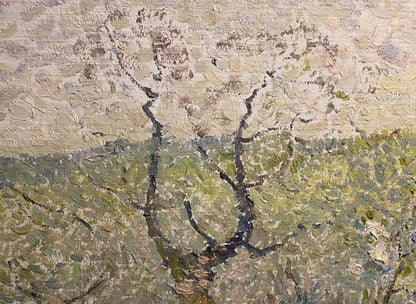 Oil painting Spring by Viktor Sevastiyanov: textured tree with gnarled branches