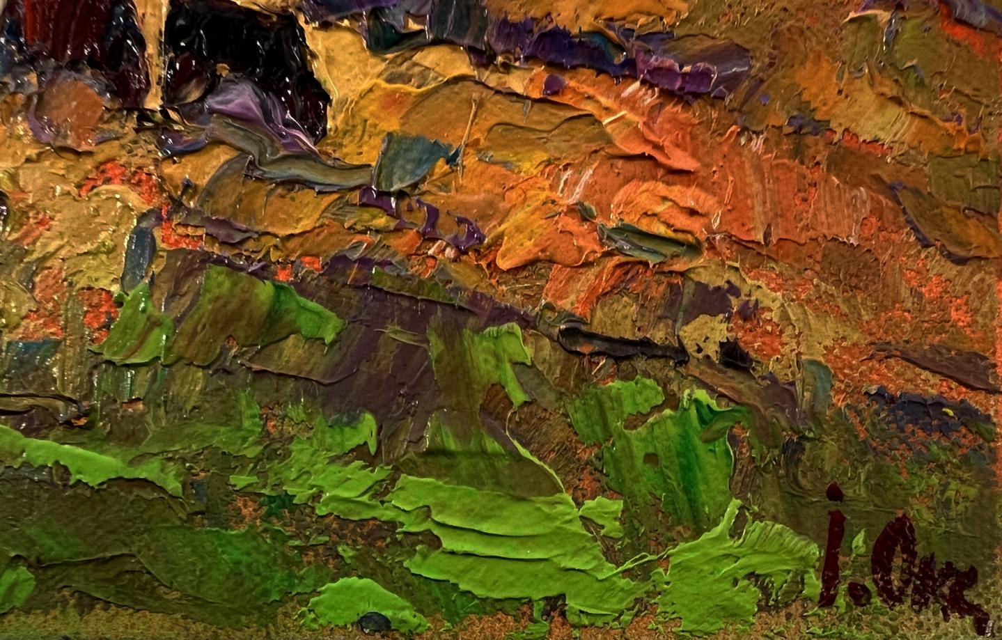 Textured impasto oil painting Autumn evening by Oksana Ivanyuk
