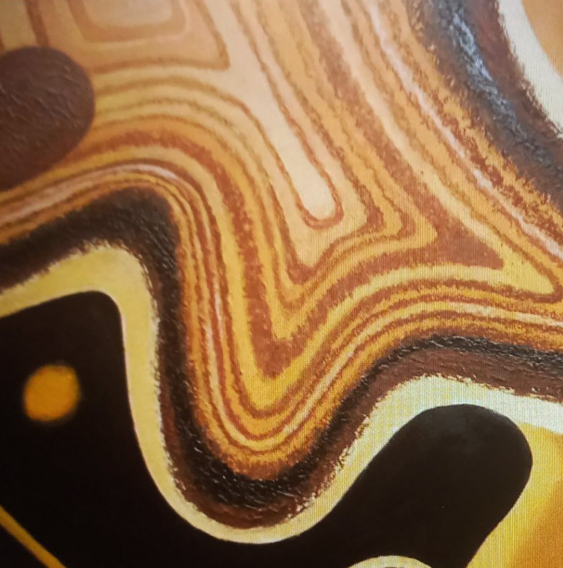 Oil painting Influx by Alexander Strashevich: swirling brown amber cream bands