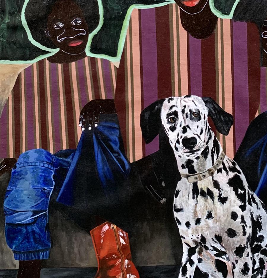 Black and white Dalmatian in Acrylic painting Bound by Light by Akintomide Akinshola