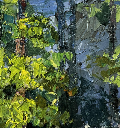 Oil painting The scent of summer forest by Boris Serdyuk vibrant green foliage