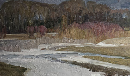 Oil painting Autumn Snow by Anatolii Zhezher serene landscape
