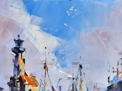 Oil painting At the old lighthouse by Volodymyr Gluhomanyuk