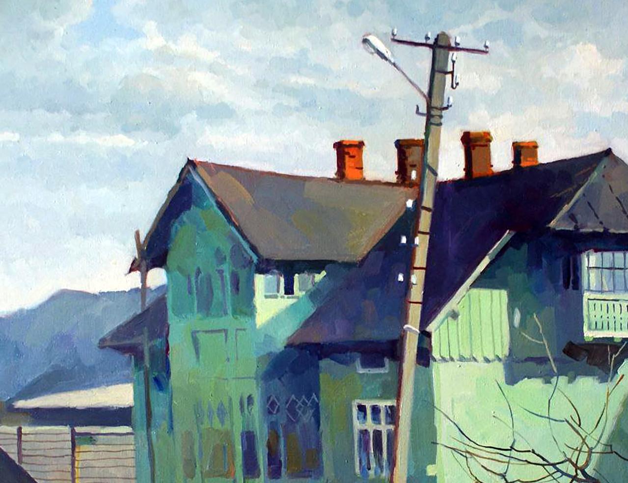 Oil painting of old two-story house by Anastasia Yaroshevich