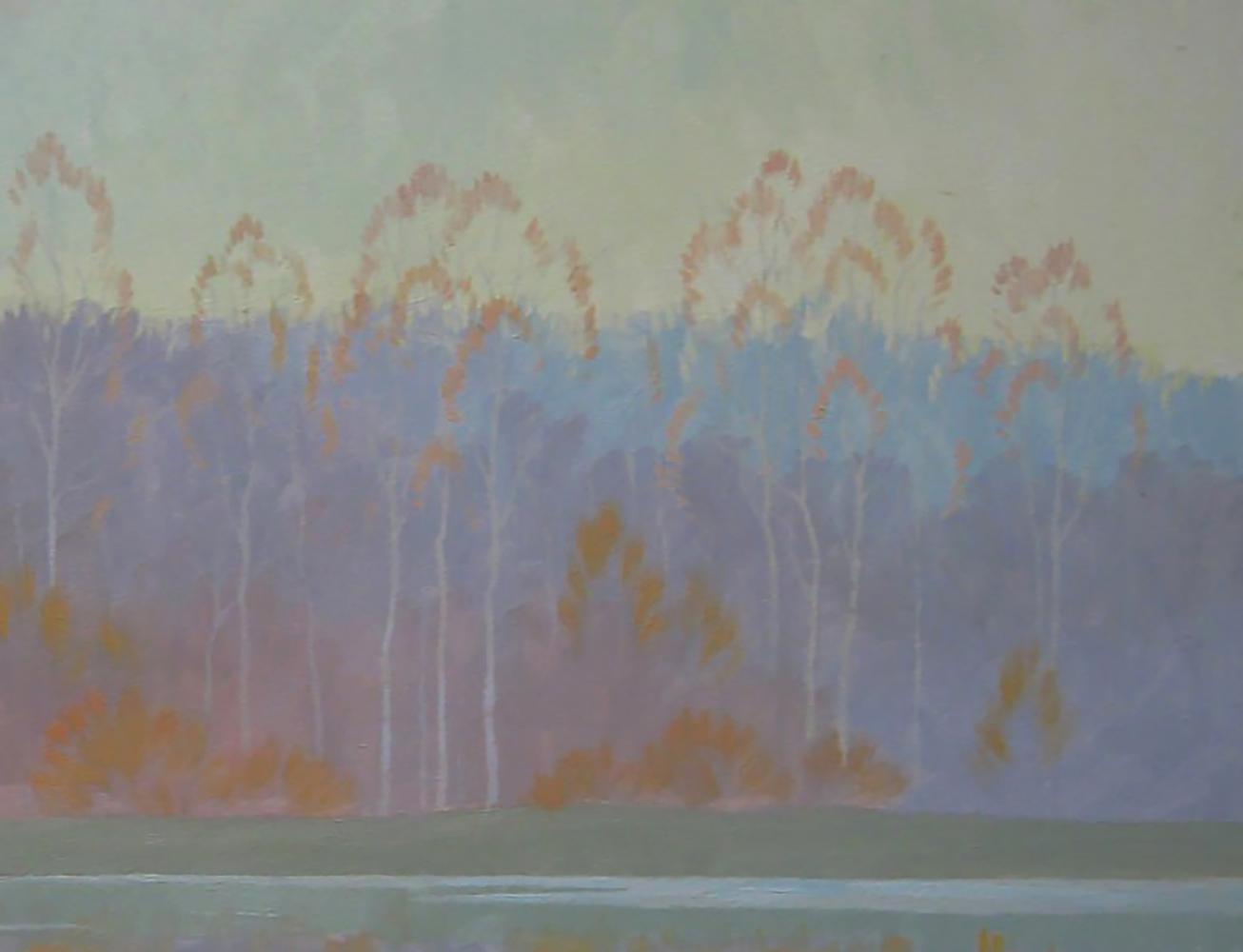 Oil painting Autumn reflections of nature by Valery Savenets forest scene