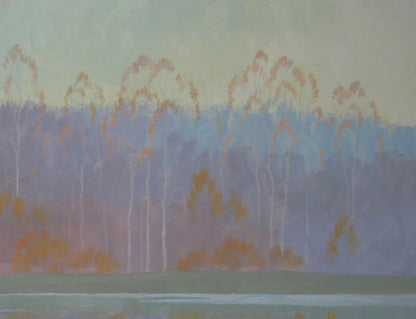 Oil painting Autumn reflections of nature by Valery Savenets forest scene