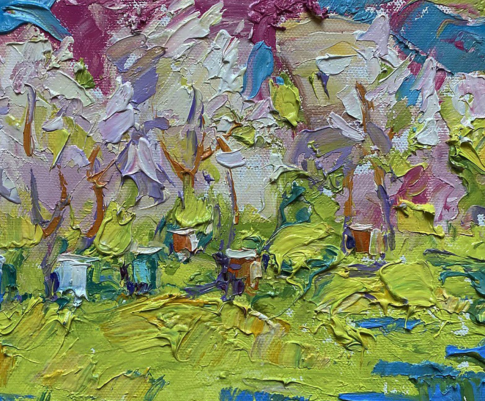 Vibrant Spring Garden oil painting by Oleksiy Ivanyuk with impressionist brushstrokes