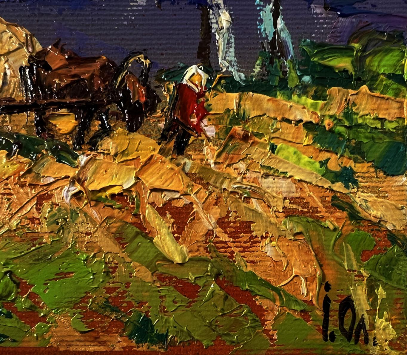 Oil painting The Road Home by Oleksiy Ivanyuk, textured rustic landscape