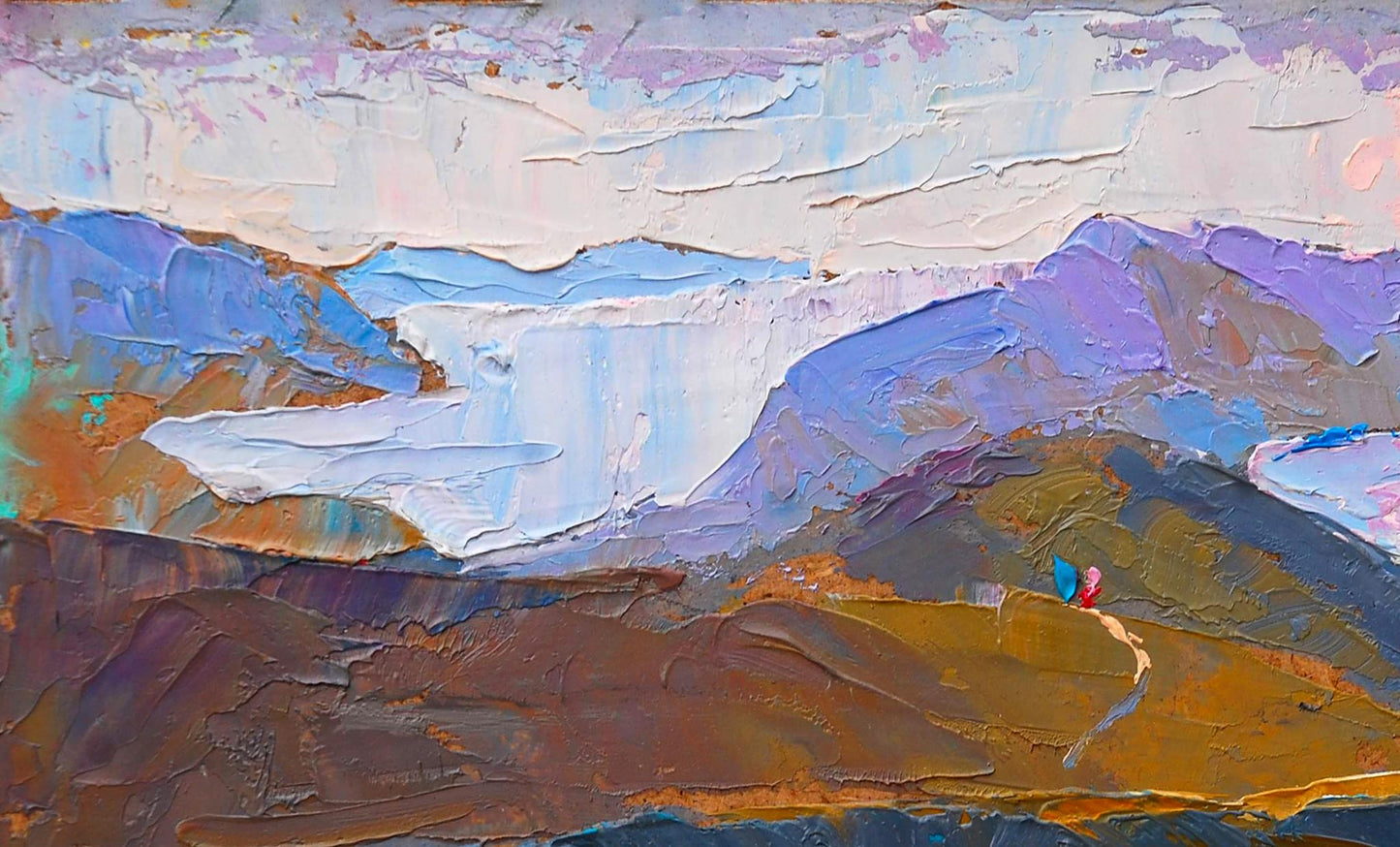 Oil painting Mountain sketch by Egor Shvachunov impasto landscape