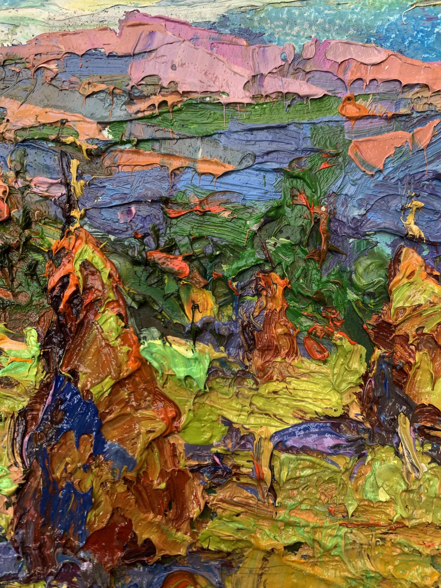Vibrant oil painting of mountain fields by Ivanyuk Oleksiy