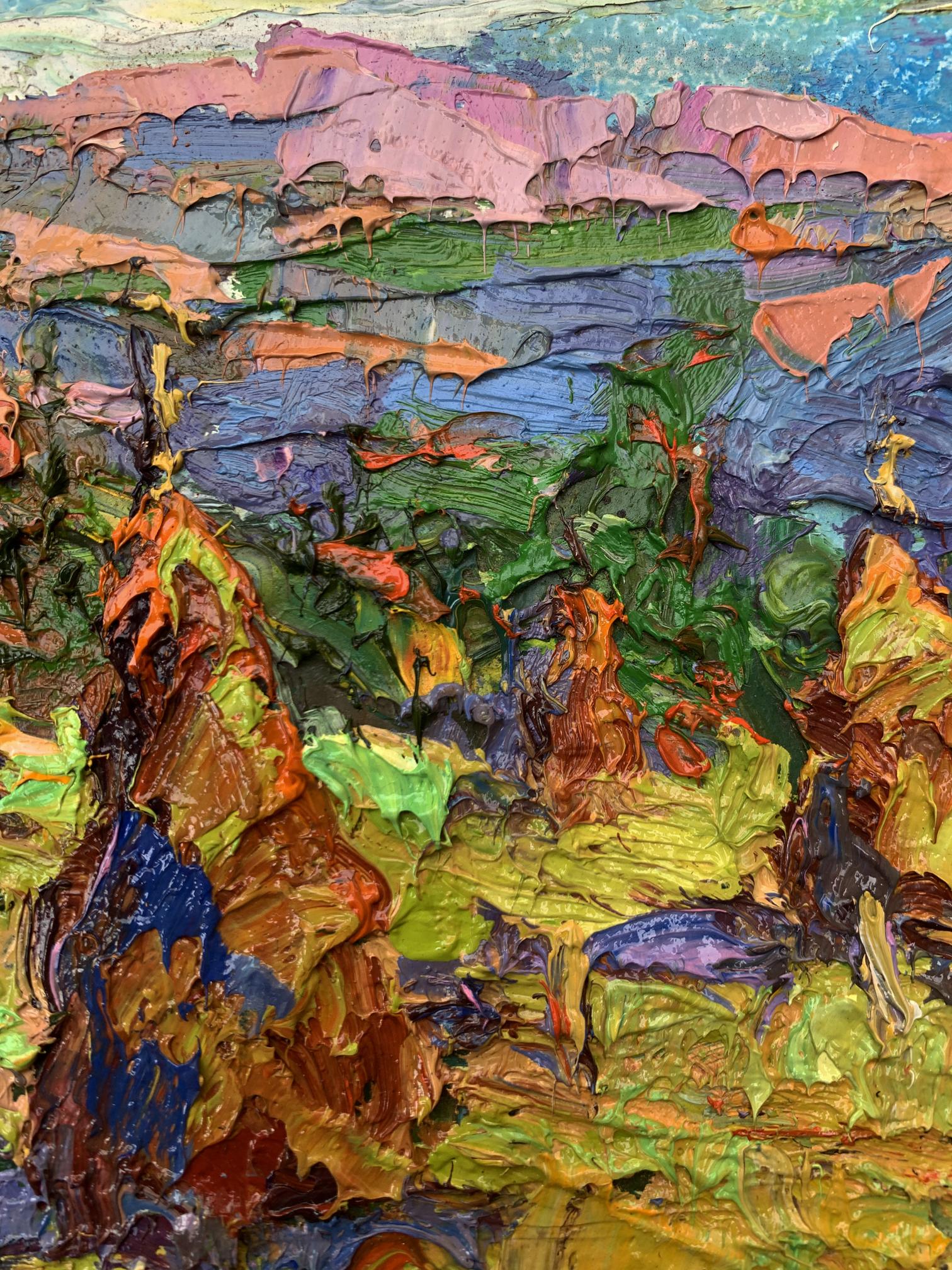 Vibrant oil painting of mountain fields by Ivanyuk Oleksiy