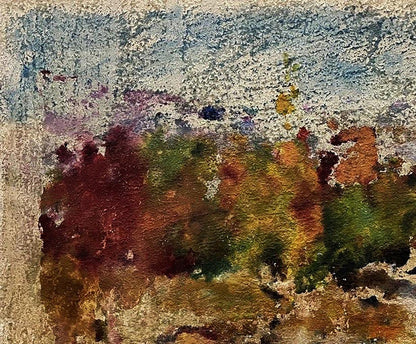 Oil painting Utopian thoughts by Pavlo Miroshnychenko in earthy tones