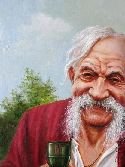 Oil painting portrait of elderly man with white beard by Valeriy Bulat