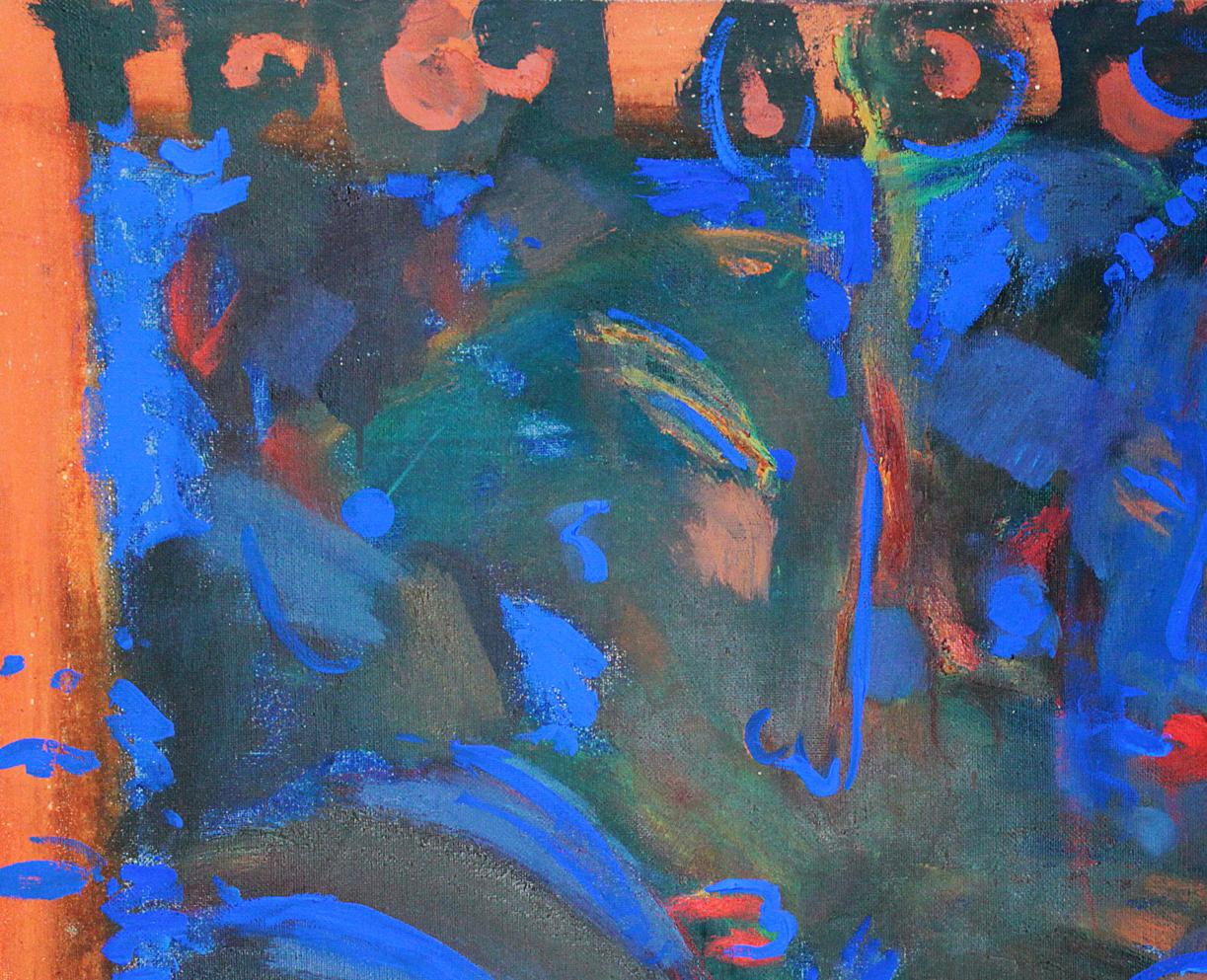 Abstract Oil painting ADULTER by Ed Potapenkov with bold blue green orange strokes