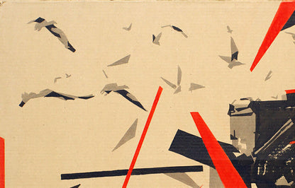 Acrylic painting Constructions by Dima Filatov: stylized birds in black, gray, red lines