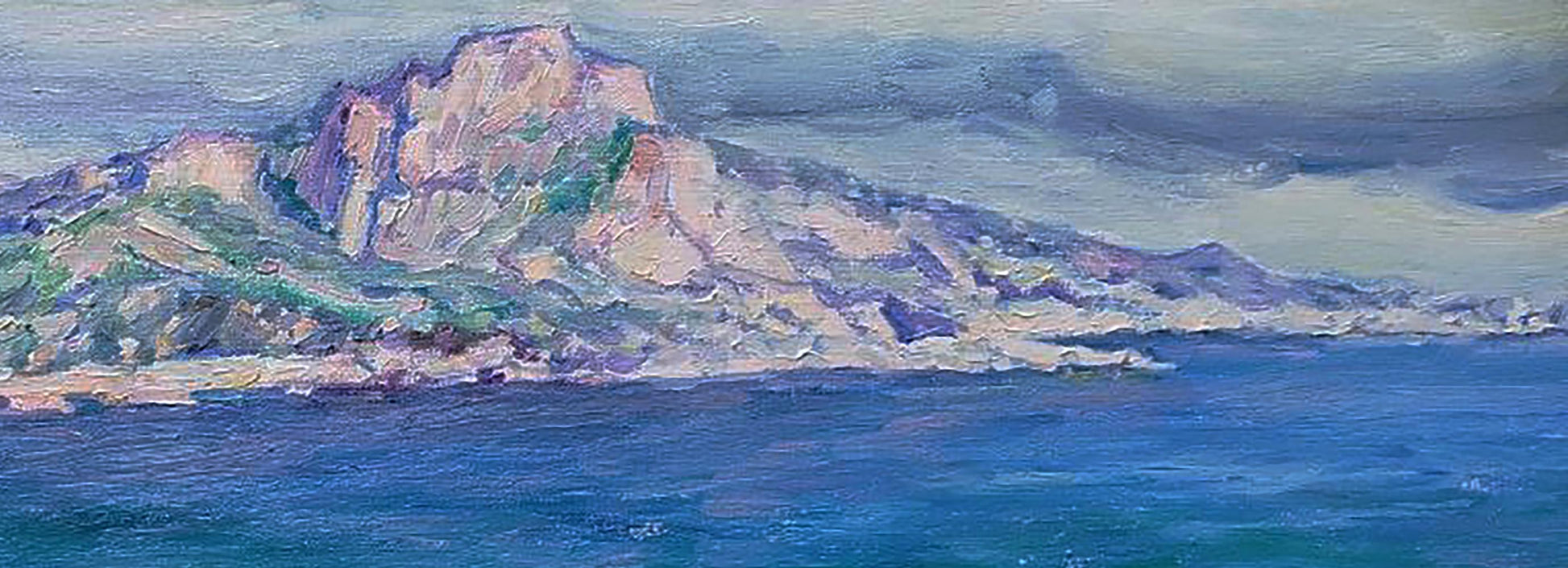 Oil painting of South coast sea by Leonid Pavlenko, rugged rocky mountain