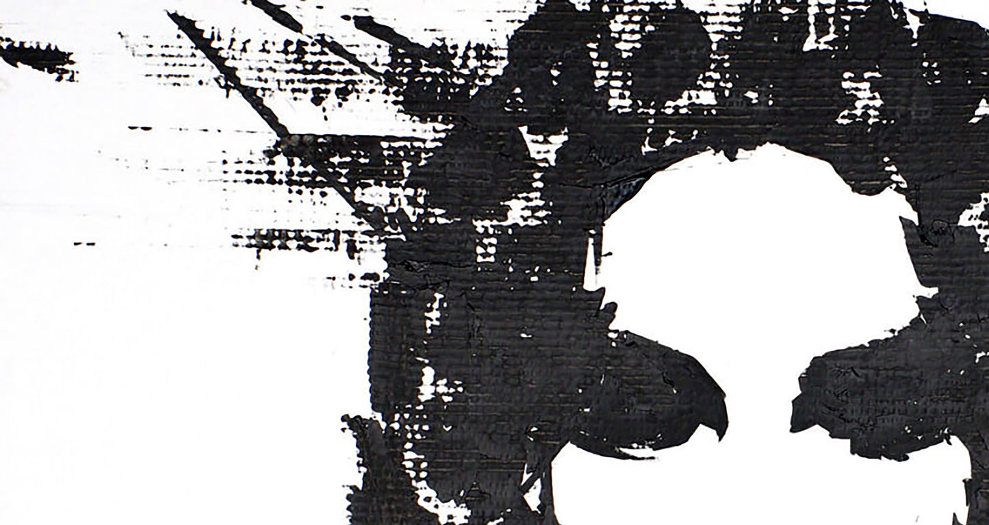 Black ink splatter art acrylic painting Face by Dima Filatov on white background