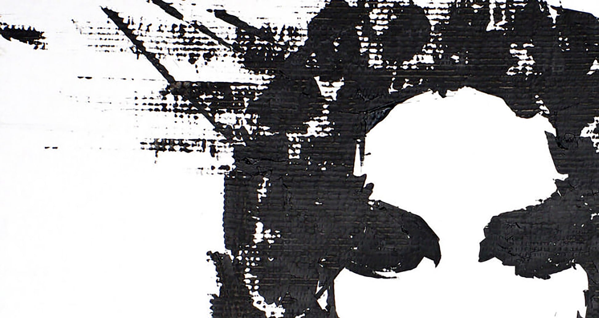Black ink splatter art acrylic painting Face by Dima Filatov on white background