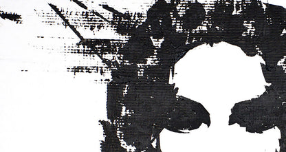 Black ink splatter art acrylic painting Face by Dima Filatov on white background