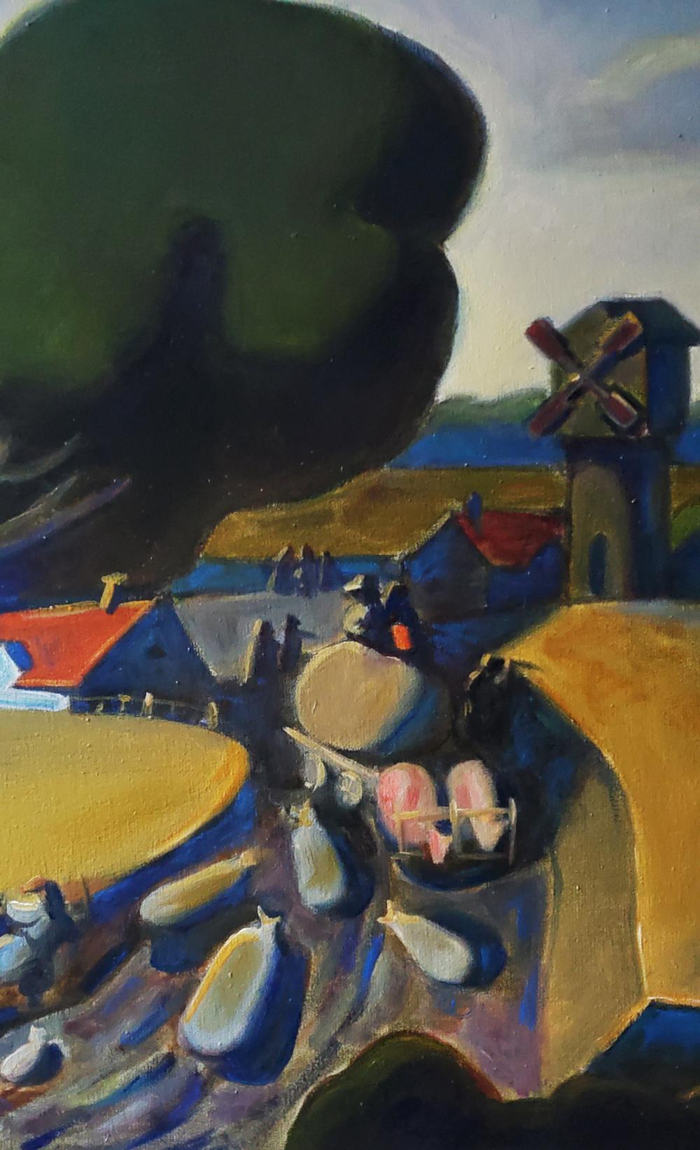 Stylized oil painting of Faina Ukraine village by Daniil Litvinov