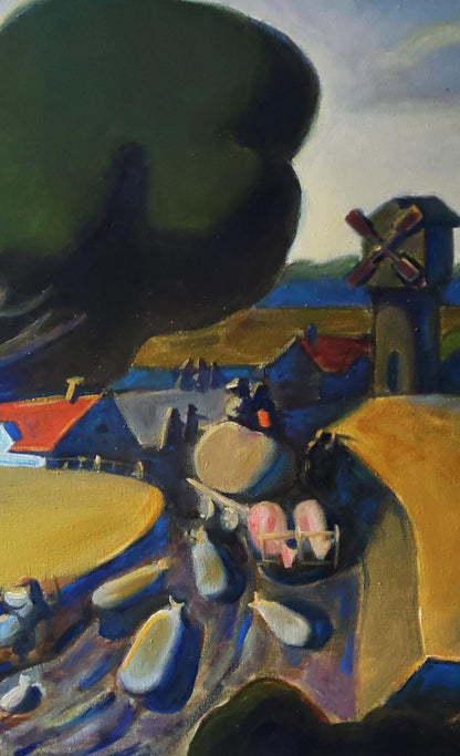 Stylized oil painting of Faina Ukraine village by Daniil Litvinov