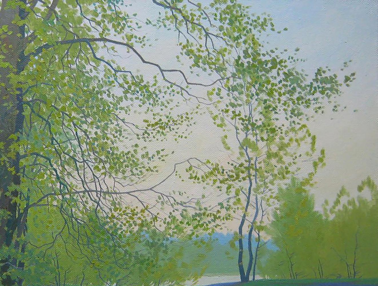 Serene spring forest oil painting by Valery Savenets April mood