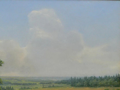 Oil painting Road in the field by Vasily Korkishko with cloudy sky
