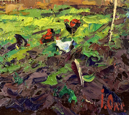 Vibrant impressionist oil painting Near the house that remembers everything by Oksana Ivanyuk
