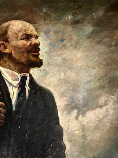 Oil painting Lenin on the Tribune Unknown Artist