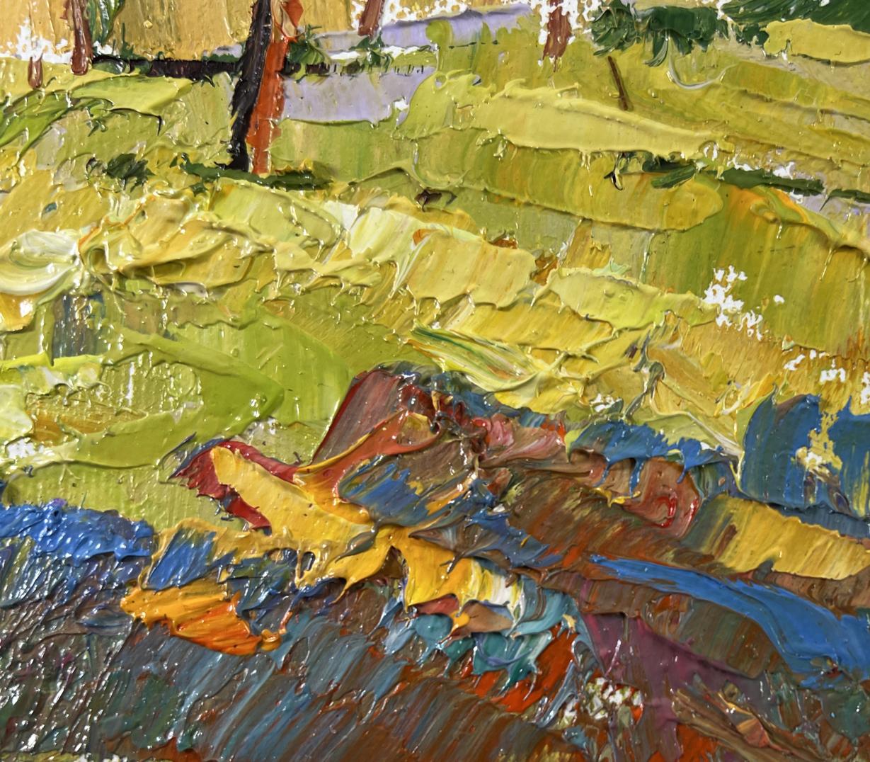 Impasto textured landscape oil painting Relaxation near home by Oleksiy Ivanyuk