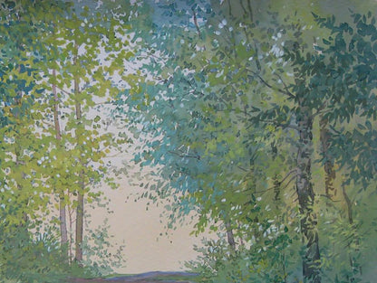 Watercolor painting Path in the summer forest by Valery Savenets