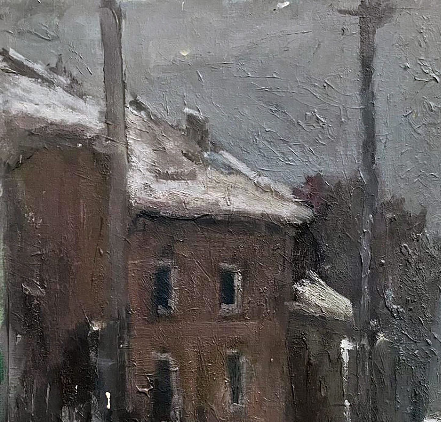 Oil painting Winter on the city streets by Volodymyr Pashchenko