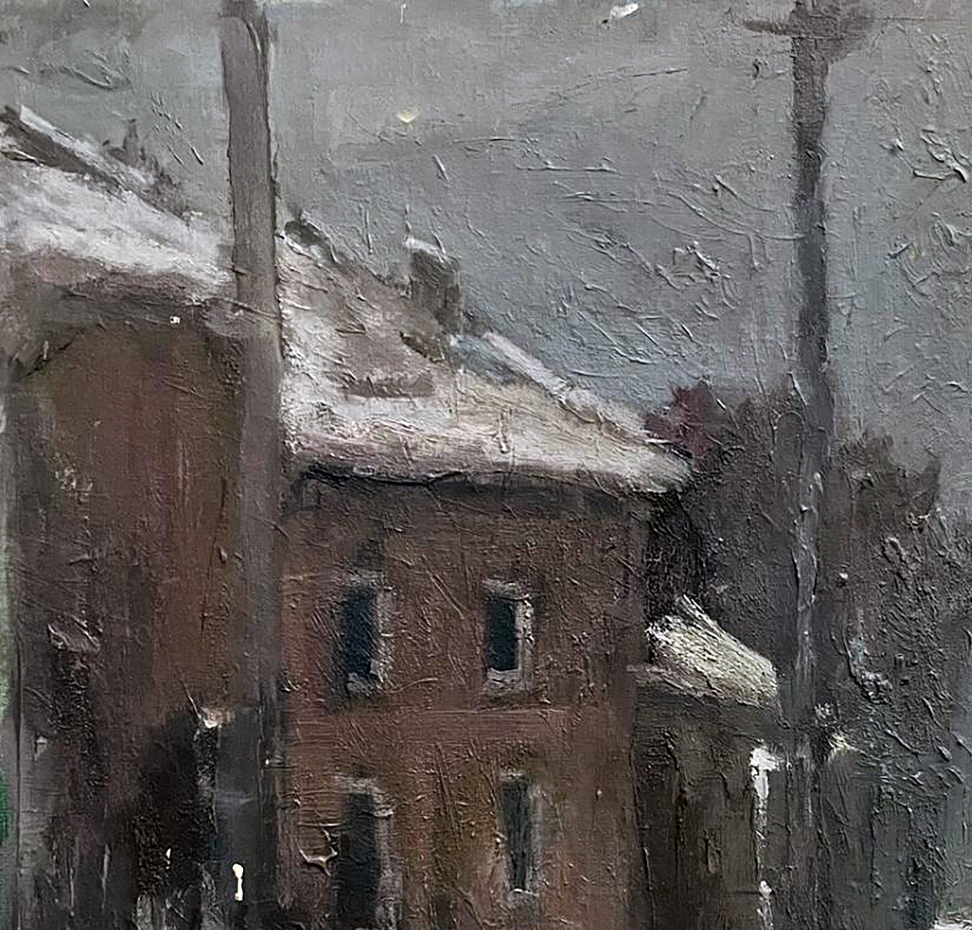 Oil painting Winter on the city streets by Volodymyr Pashchenko