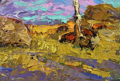 Vibrant impressionist oil painting The sun touches the ground by Oleksiy Ivanyuk