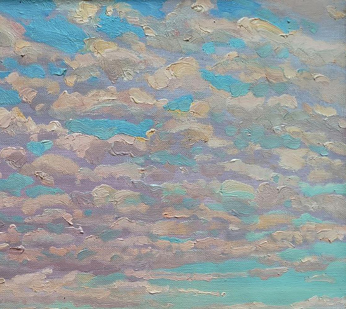 Oil painting of spring fields expanses by Leonid Pavlenko with impressionistic sky