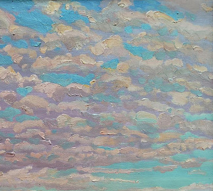 Oil painting of spring fields expanses by Leonid Pavlenko with impressionistic sky