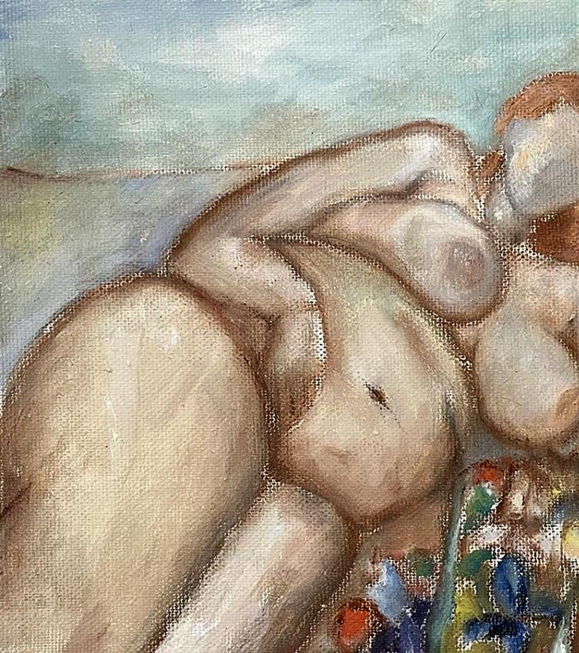 Impressionistic oil painting Undraped with flowers by Tatyana Nikolsk