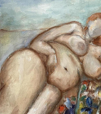 Impressionistic oil painting Undraped with flowers by Tatyana Nikolsk