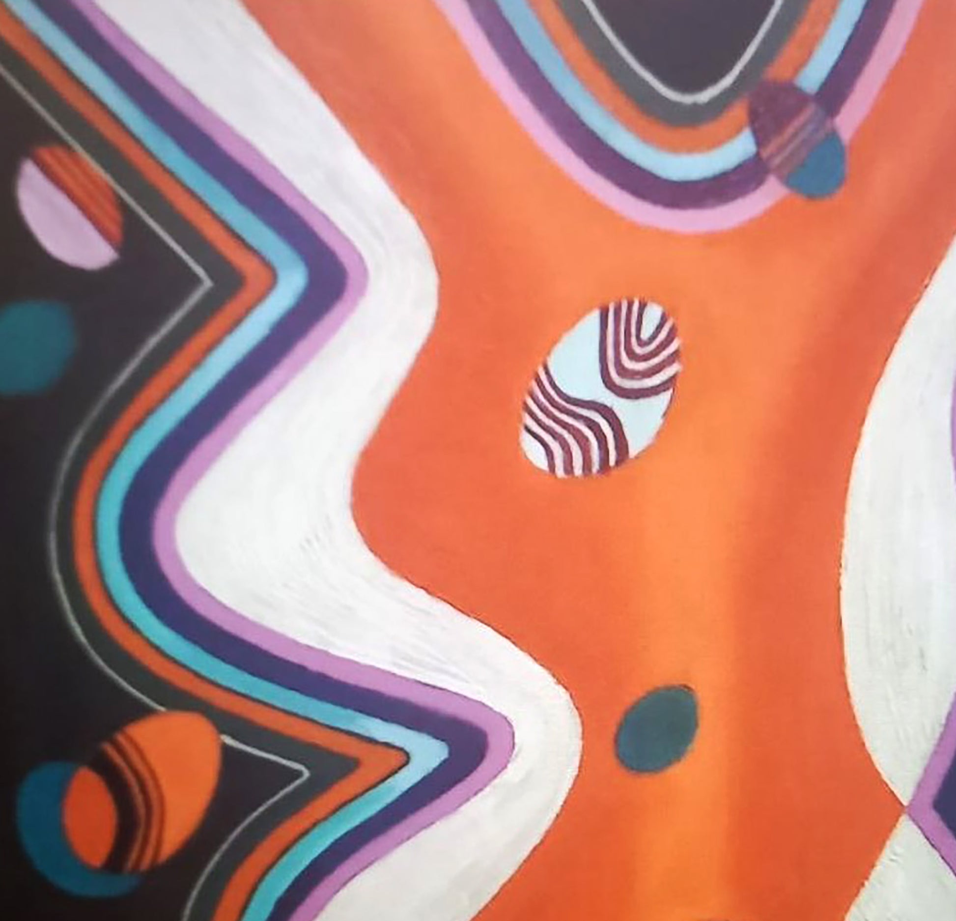 Oil painting Red uniform by Alexander Strashevich with vibrant zigzags