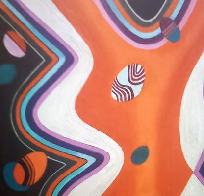 Oil painting Red uniform by Alexander Strashevich with vibrant zigzags