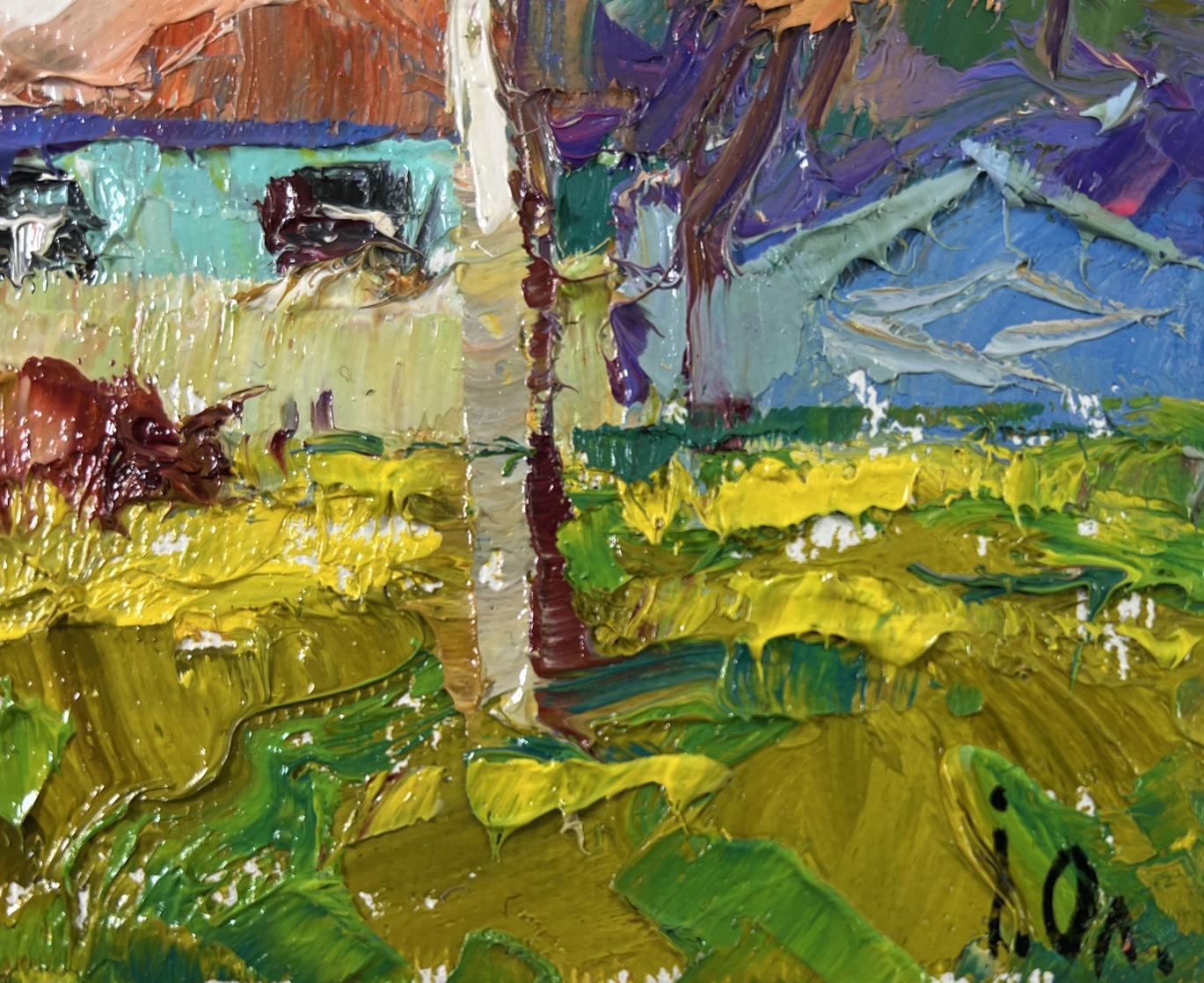 Vibrant impressionist oil painting The herd returns by Oleksiy Ivanyuk