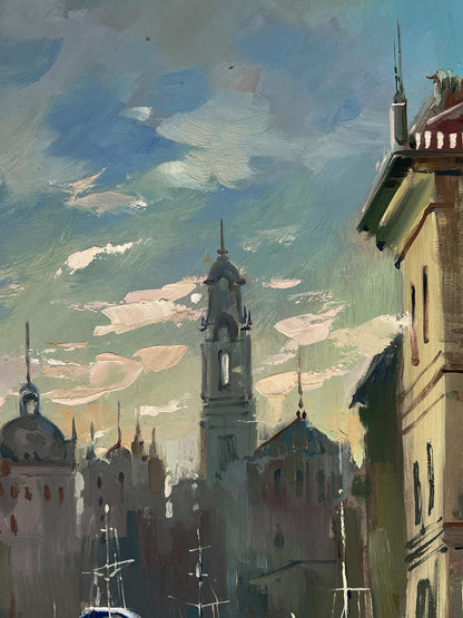 Impressionistic oil painting of morning sunrise in Venice by Yuriy Suprunchuk