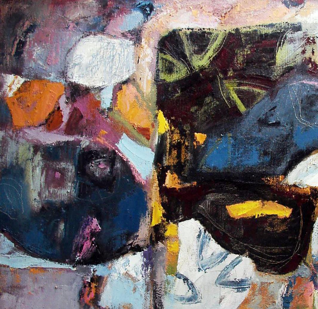 Oil painting Autumn Blues by Tatyana Shulyak, abstract expressionist textured blues