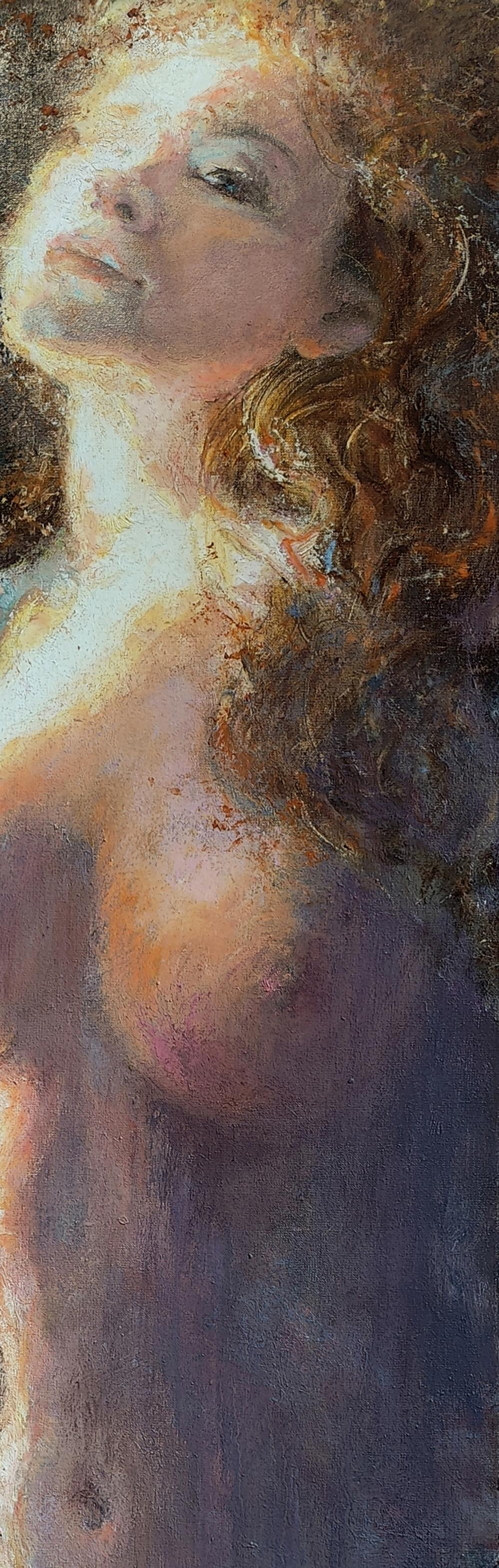 Impressionistic oil painting The light falls on the girl by Oksana Osnach
